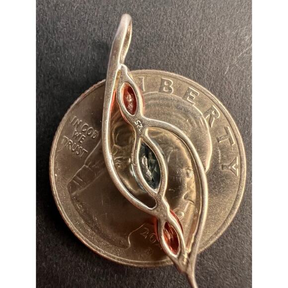 NEW Garnet and blue topaz sterling silver bypass pendant - Picture 4 of 6